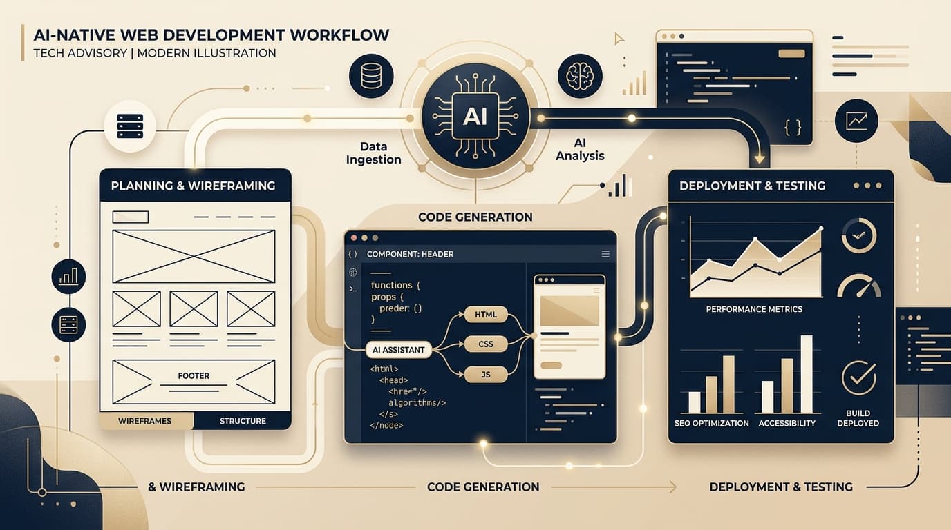 Biểu đồ so sánh quy trình và chi phí phát triển web AI-native
